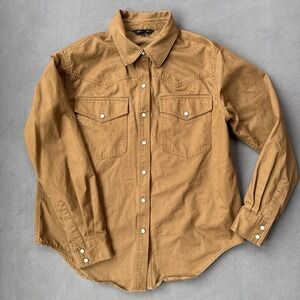 Banana Republic Shirt Womens Small Horse Hair Brown Twill Snap Western Utility